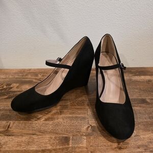 Chic Black Wedge Mary Jane Shoes